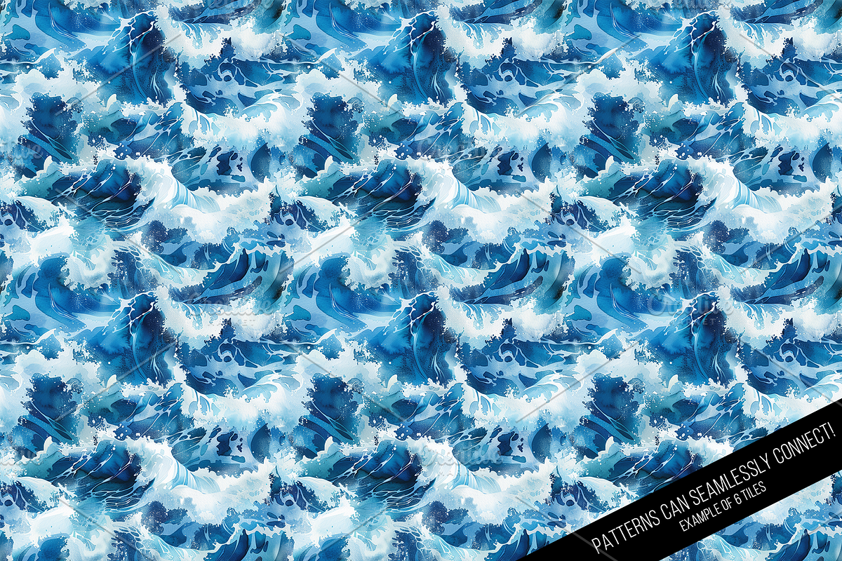 Watercolor Waves Digital Paper, a Pattern Graphic by Chromolume Studio (Photo 17 of 28)
