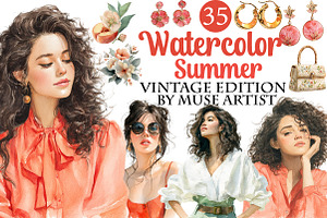 Watercolor Summer Clipart, an Illustration by DreamArtGraphic