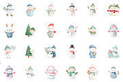 Watercolor Christmas Snowman Clipart, an Illustration by Sublimation Artist (Thumbnail 2 of 6)