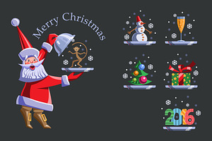 Santa Claus with a tray