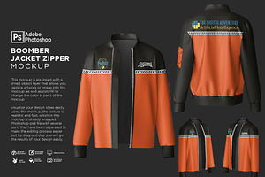Bomber Jacket Zipper Mockup