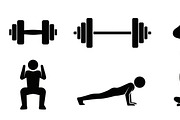Fitness Workout Silhouette Icon Set, an Illustration by musafir_fashion (Thumbnail 12 of 51)