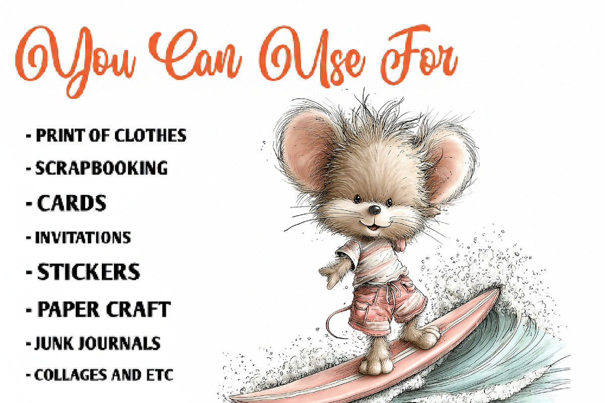 Whimsical Summer Mouse Clipart, an Illustration by CreationArt (Photo 6 of 7)