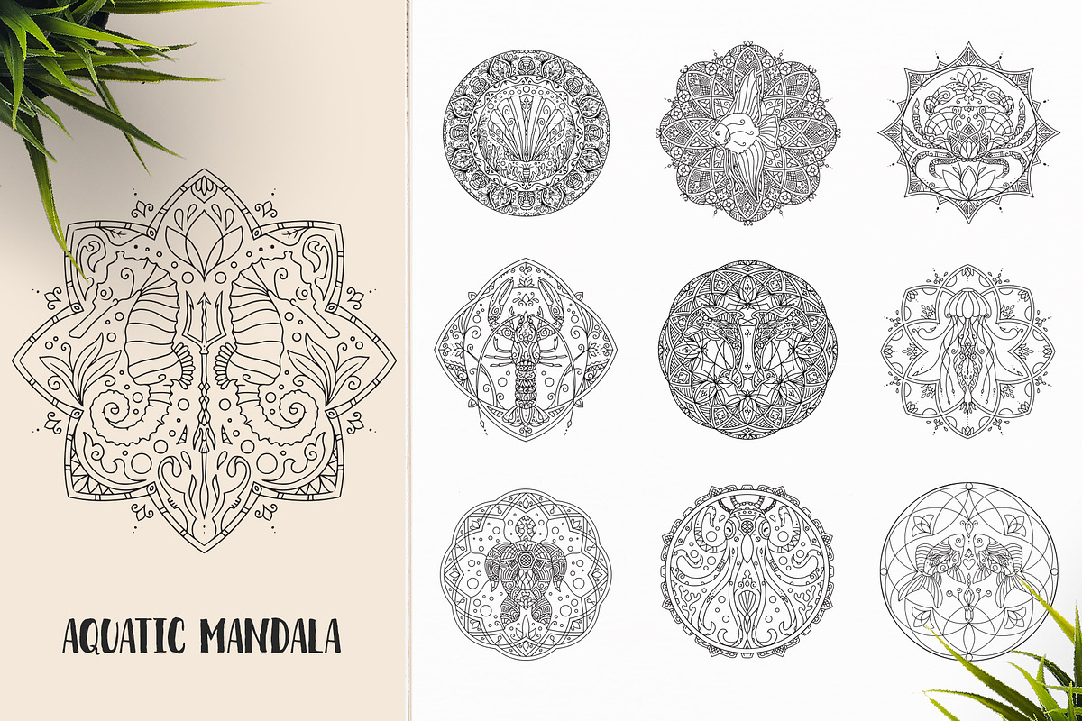 530 Vector Mandala Ornaments, an Animal Illustration by pixaroma (Photo 20 of 55)