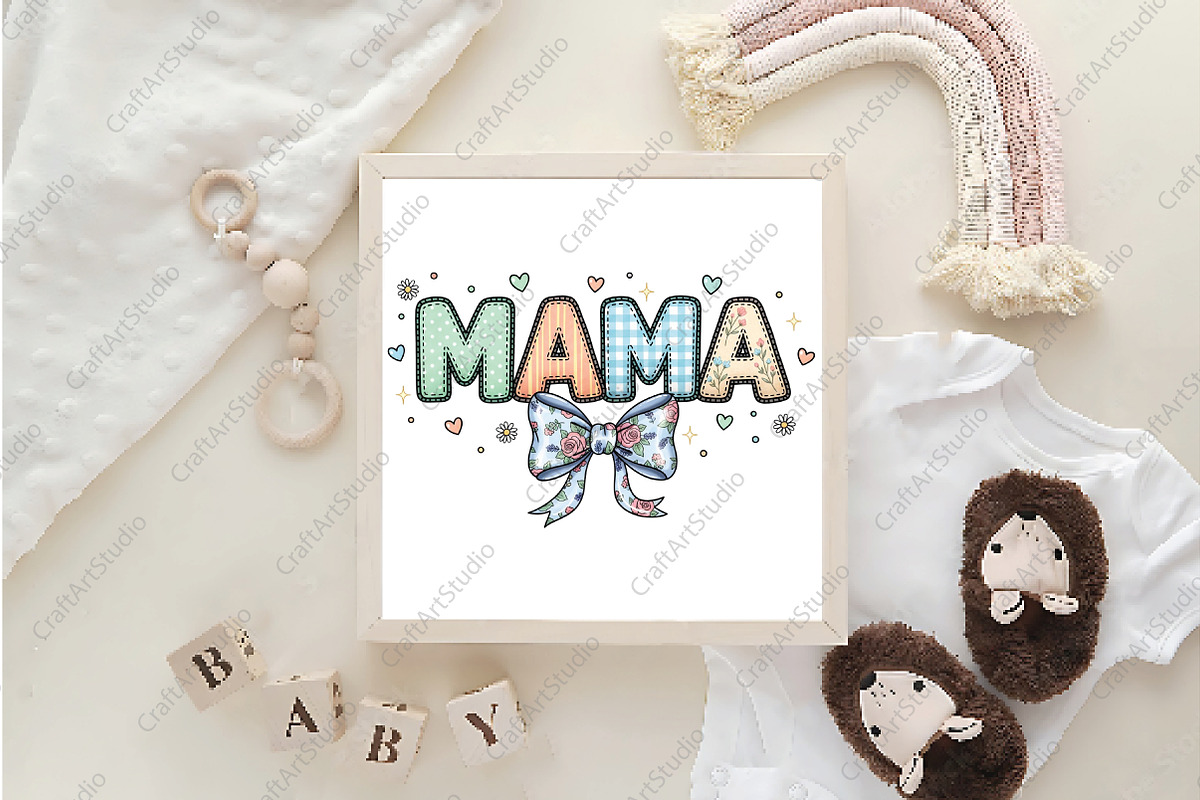 Vintage Mama Floral Bow PNG, an Illustration by CraftArtStudio (Photo 4 of 4)