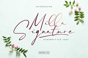 Milla Signature - A Handwritten Font, a Script Font by overlaytemplates