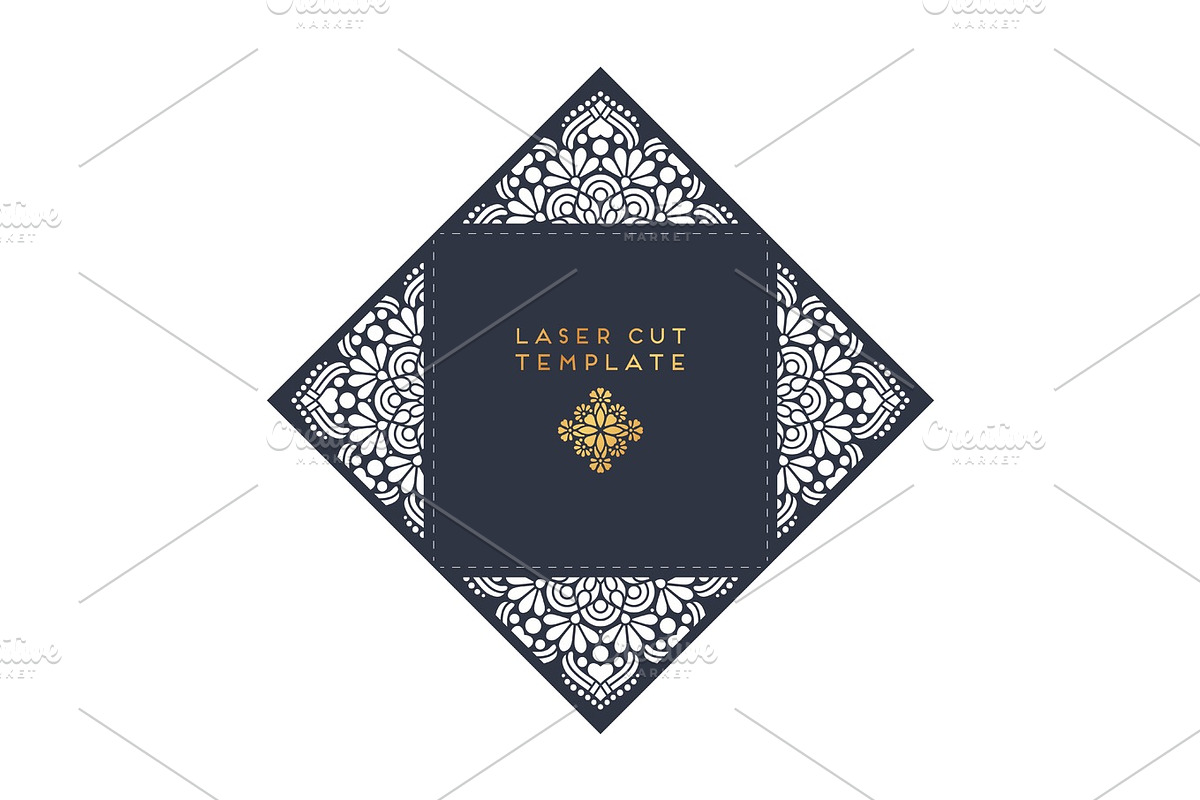 Vector wedding card laser cut template. Vintage decorative elements, an Invitation Template by Tori Shen