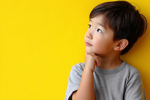 Thoughtful little boy looking up, a Person Photo by MistyDay