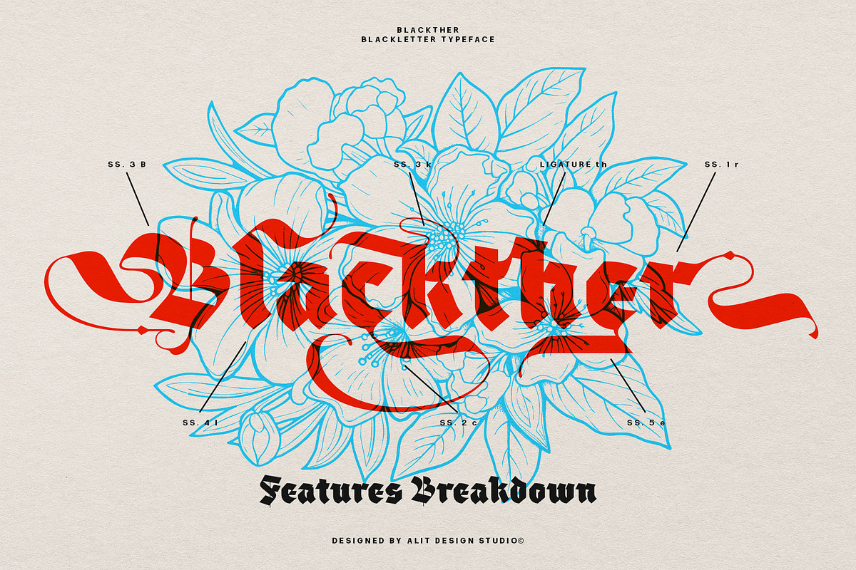 Blackther Typeface, a Blackletter Font by alit design (Photo 12 of 20)
