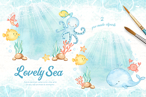 Lovely Sea Animals Watercolor Set