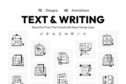 Animated Text and Writing Icons, an Icon by Vectors Market