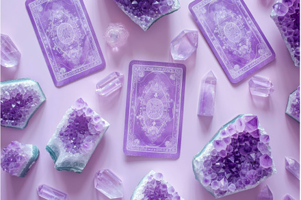 Mystical Purple Crystals and Tarot, a Background Photo by LaVika