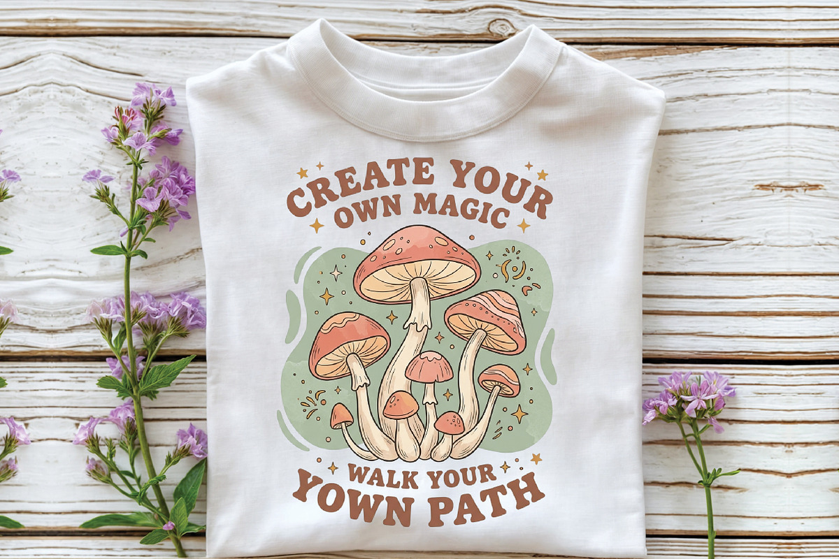 Boho Retro Mushroom PNG Sublimation, an Object Illustration by CraftArtStudio (Photo 2 of 4)