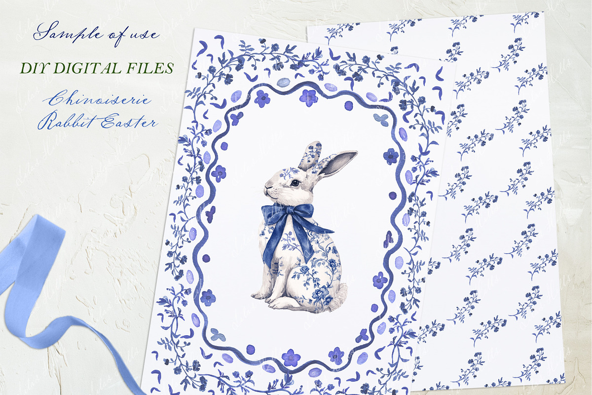 Chinoiserie Rabbit Flowers Easter, a Graphic by LABFcreations (Photo 1 of 4)