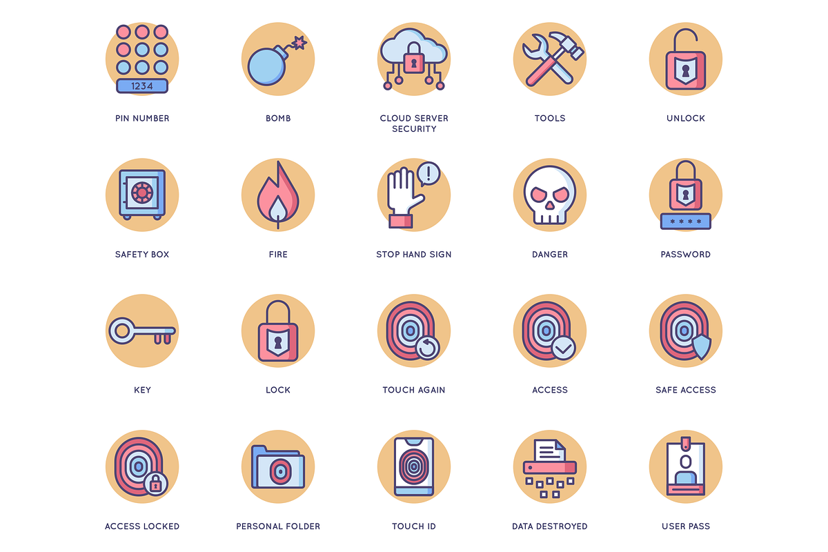60 Security Icons - Rounded, an Icon by Flat Icons