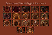 34 Autumn Wreath Digital Backdrops, a Background Graphic by 3Motional (Thumbnail 9 of 18)