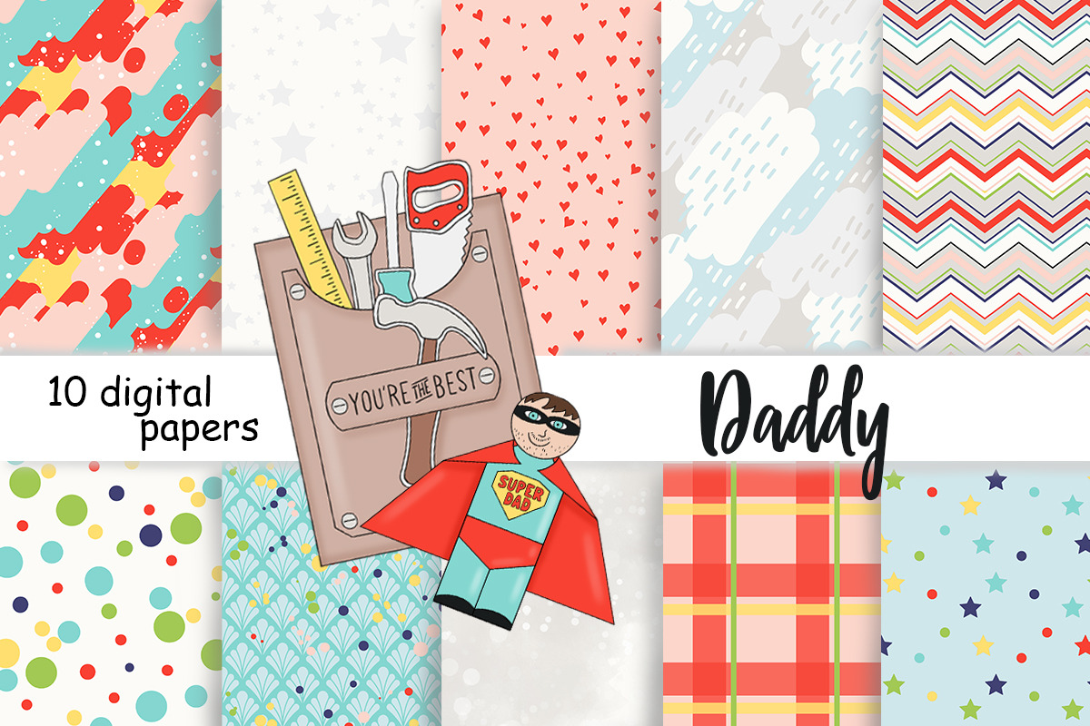 Fathers Day Digital Paper, a Pattern Graphic by GlamArtZhanna (Photo 1 of 3)