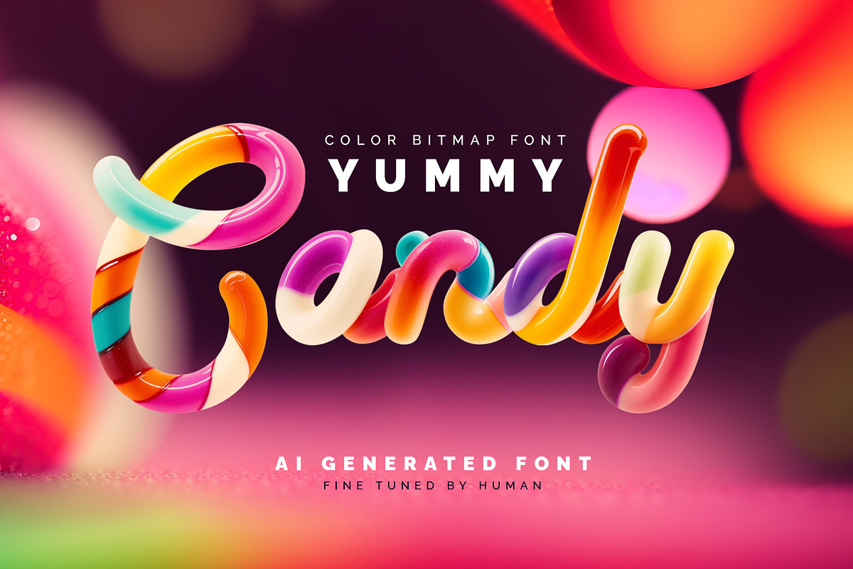 Yummy Candy - Color Bitmap Font, a Symbol Font by Gleb Guralnyk (Photo 1 of 5)