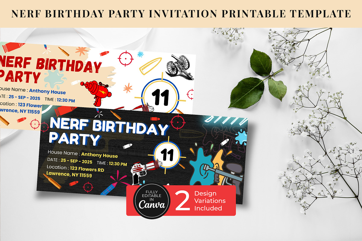 Nerf Birthday Invitation Ticket Temp, an Invitation Template by Snapybiz (Photo 5 of 11)