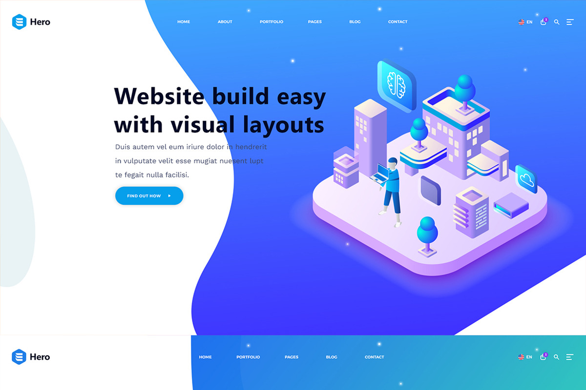 14 Hero Header - Isometric Design, an UI Kit Template by KL-Webmedia