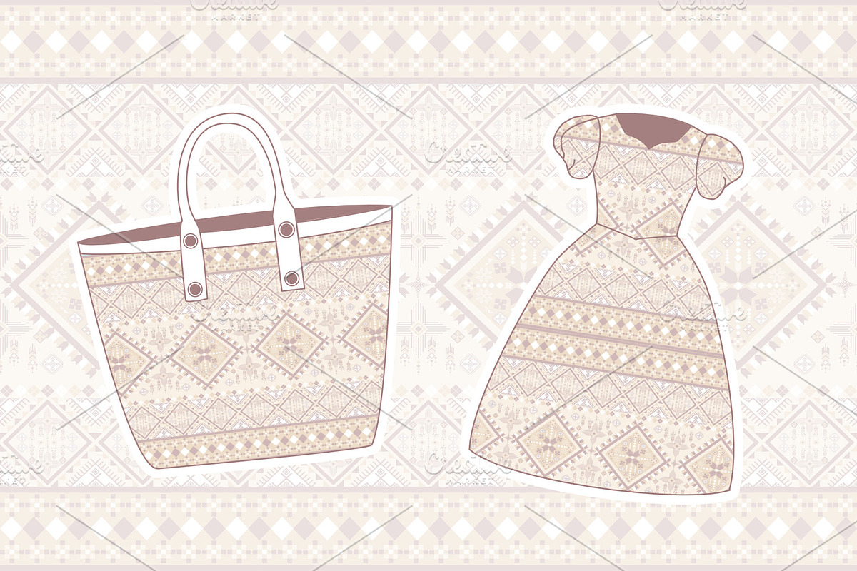 Cream Beige Geometric Ethnic Pattern, a Pattern Graphic by ThaiByGaew (Photo 4 of 5)
