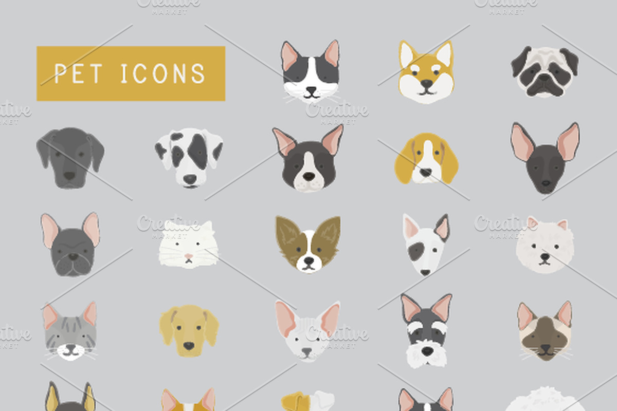 Cats and dogs icon collection, an Animal Illustration by rawpixel