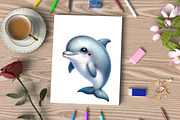 Watercolor Cute Baby Dolphin Clipart, an Illustration by CraftArtStudio (Thumbnail 3 of 5)