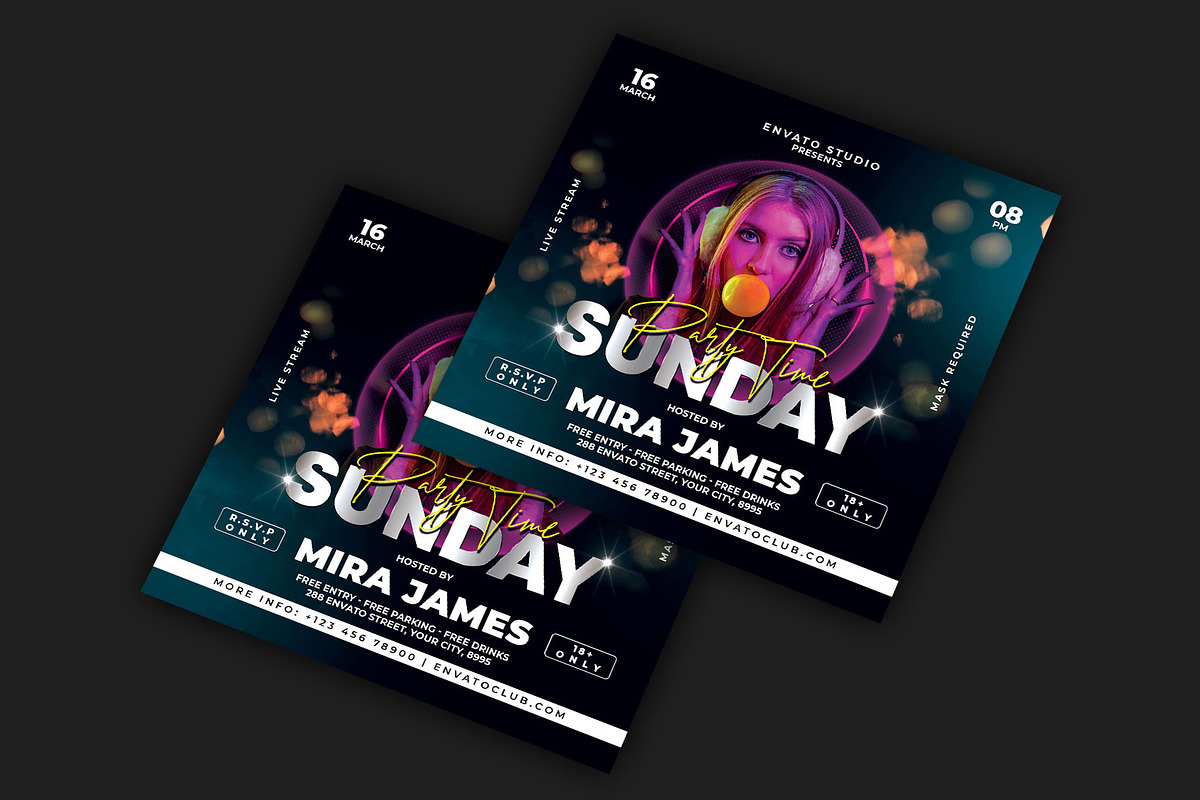 Sunday Night Club Flyer, a Flyer Template by CocoDesign (Photo 2 of 2)