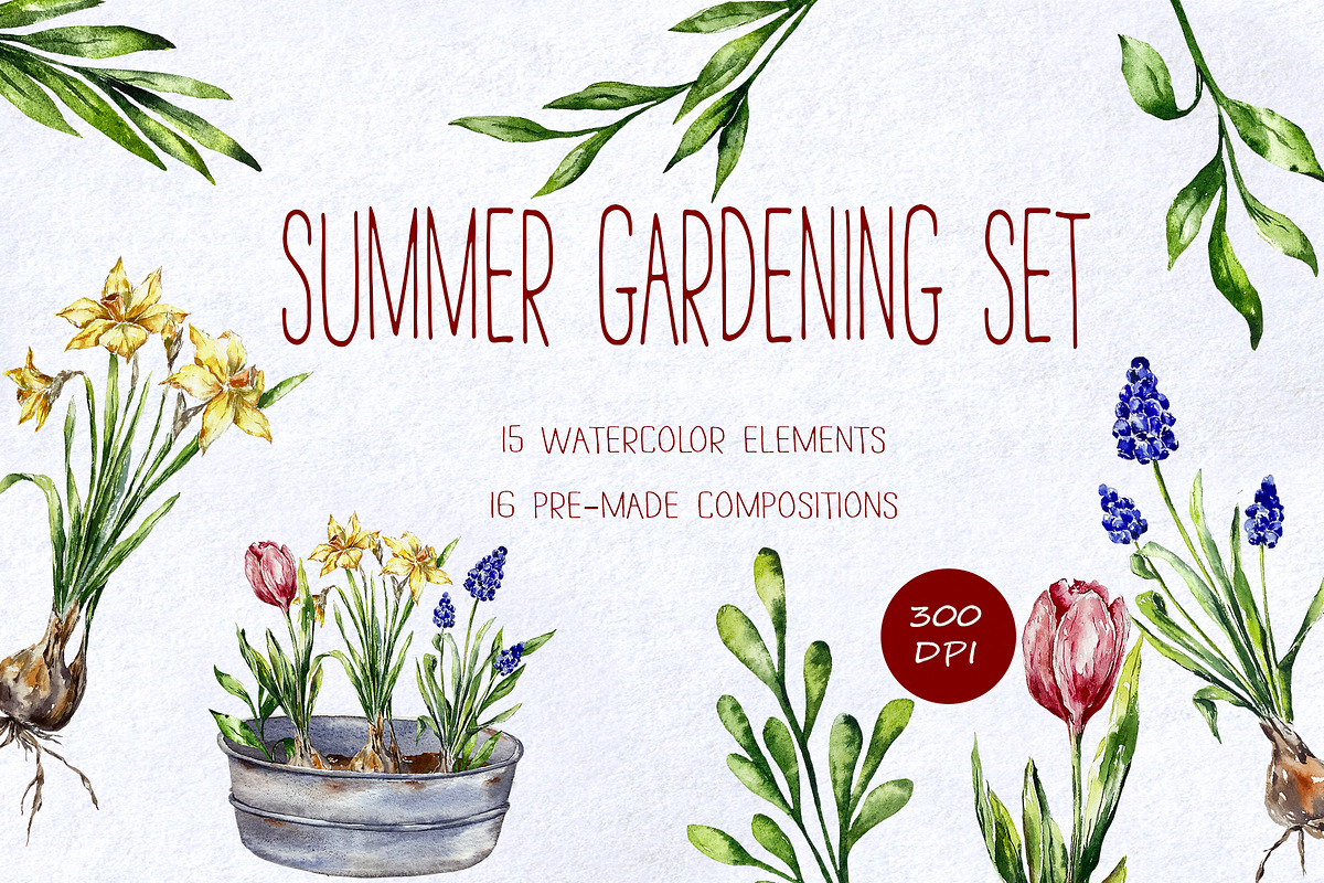Plants gardedidng watercolor clipart, an Object Graphic by Lidia's watercolor world (Photo 1 of 4)
