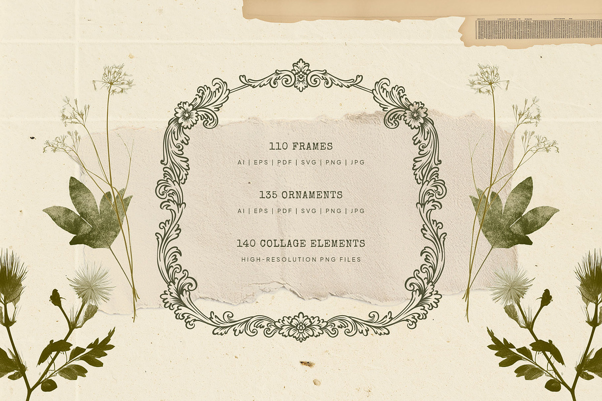 Dark Academia Frame & Ornament Kit, an Object Graphic by KetteCreate (Photo 2 of 21)