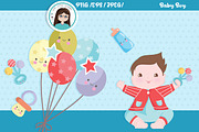Baby boy clipart, an Illustration by Cute Little Workshop (Thumbnail 2 of 3)