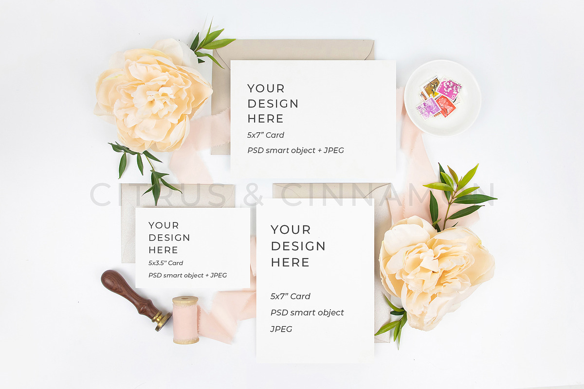 Wedding Invitation RSVP Mockup 1449, a Print Template by Citrus and Cinnamon
