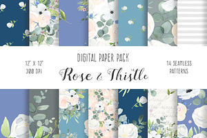 Rose And Thistle Clip Art Bundle