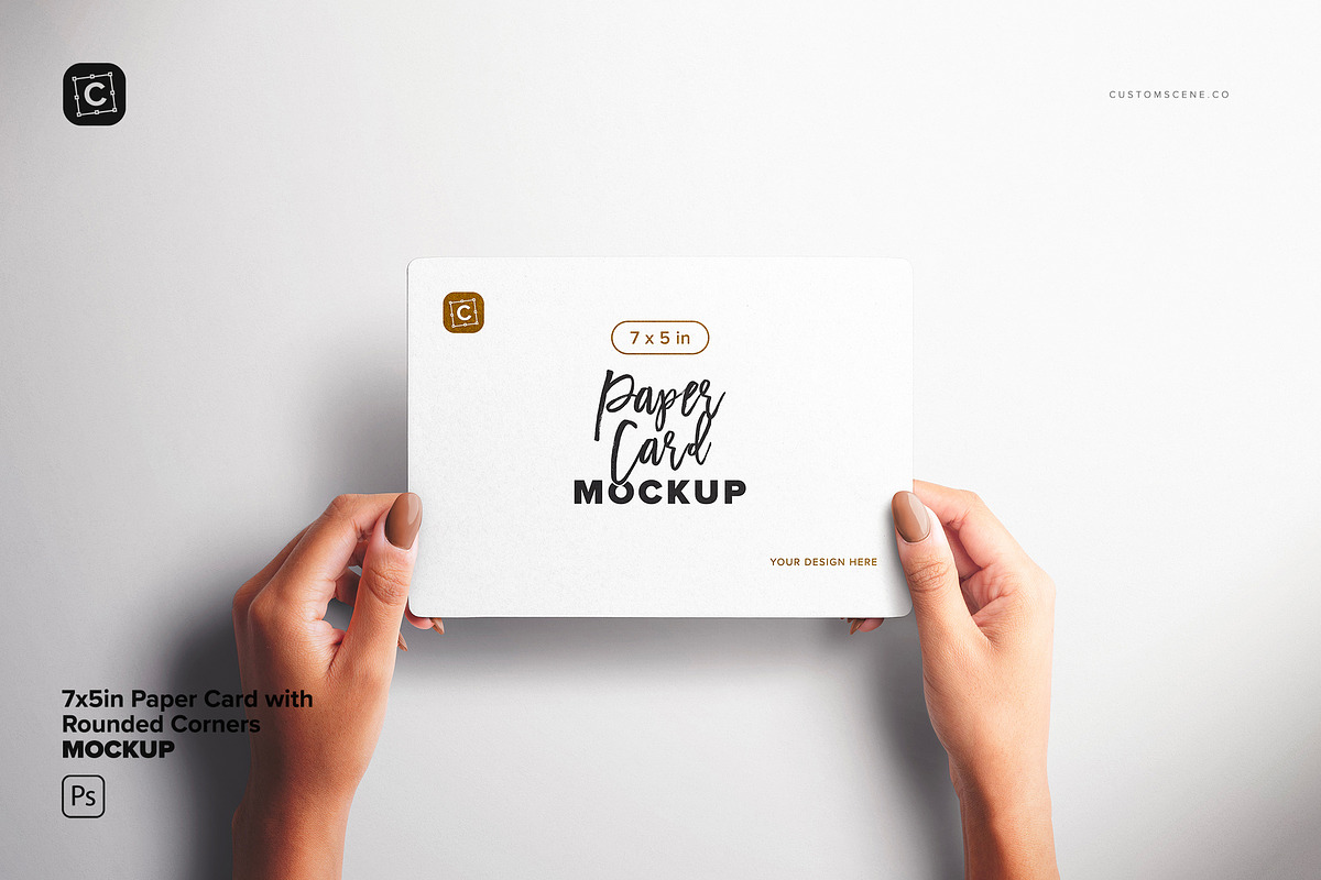 7x5in Paper Card Rounded Corners, a Mockup by Custom Scene (Photo 2 of 10)