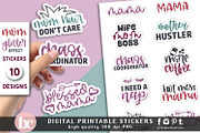 Mom Stickers Glitter Effect PNG EPS, a Decorative Illustration by TheBlackCatPrints (Thumbnail 2 of 6)