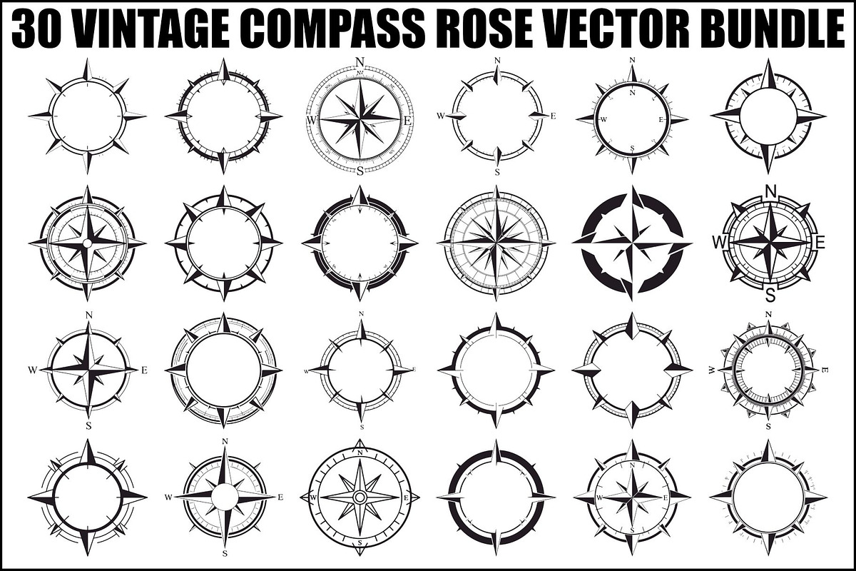 Vintage Compass Rose SVG Bundle, an Illustration by yasushie (Photo 1 of 29)