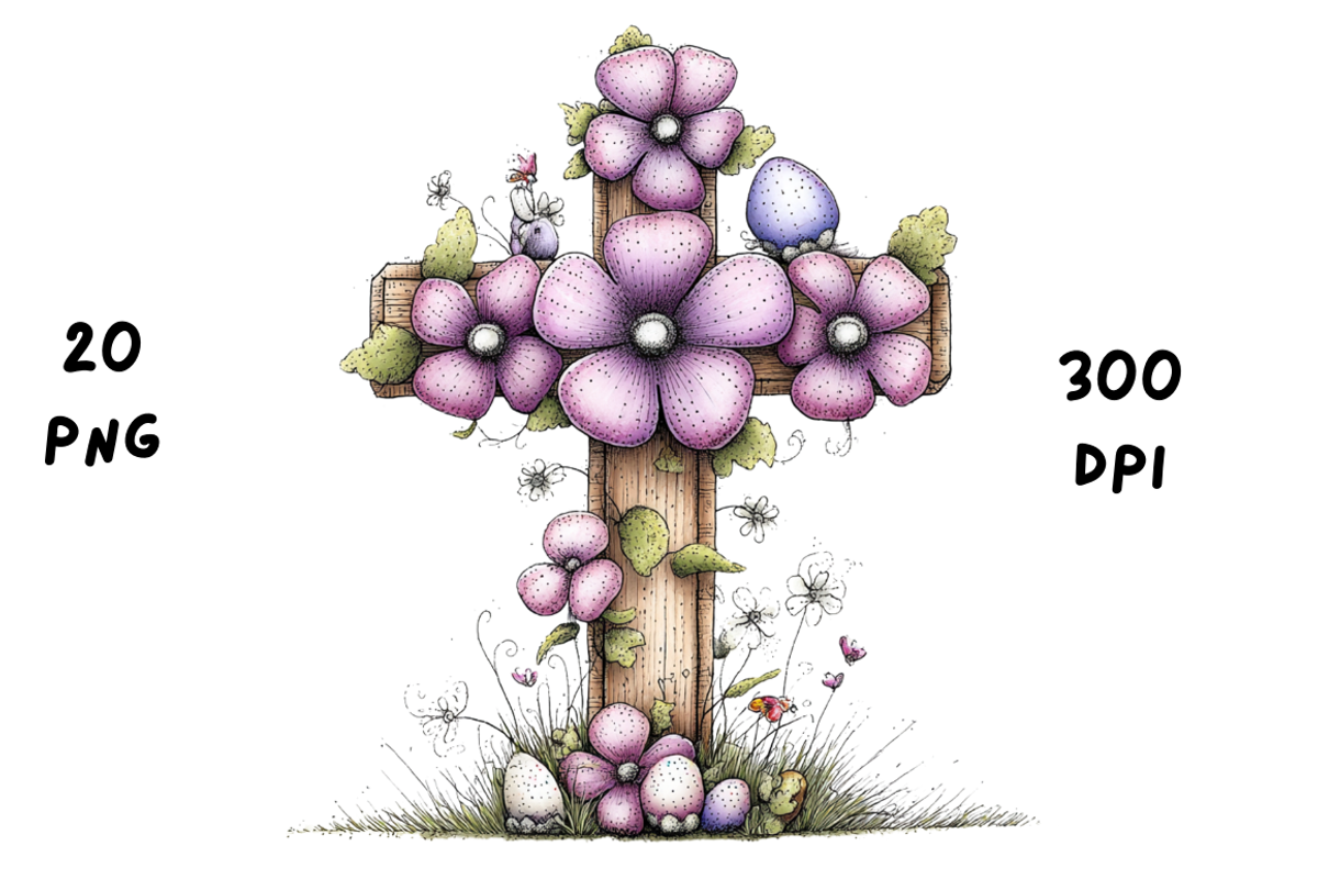 Whimsical Easter Cross Floral Spring, a Seasonal Illustration by GiraffeCreative (Photo 10 of 20)