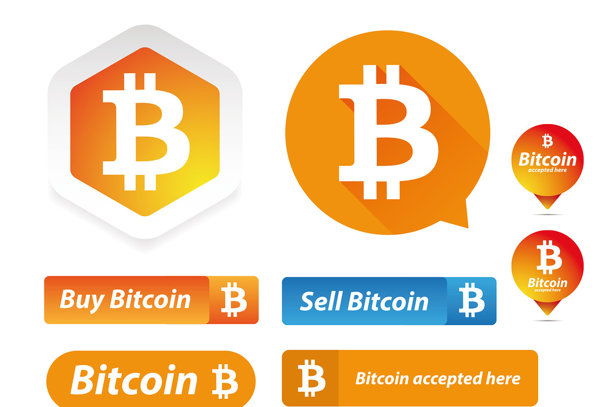 Bitcoin logo and button set vector, an Icon by Lin´s