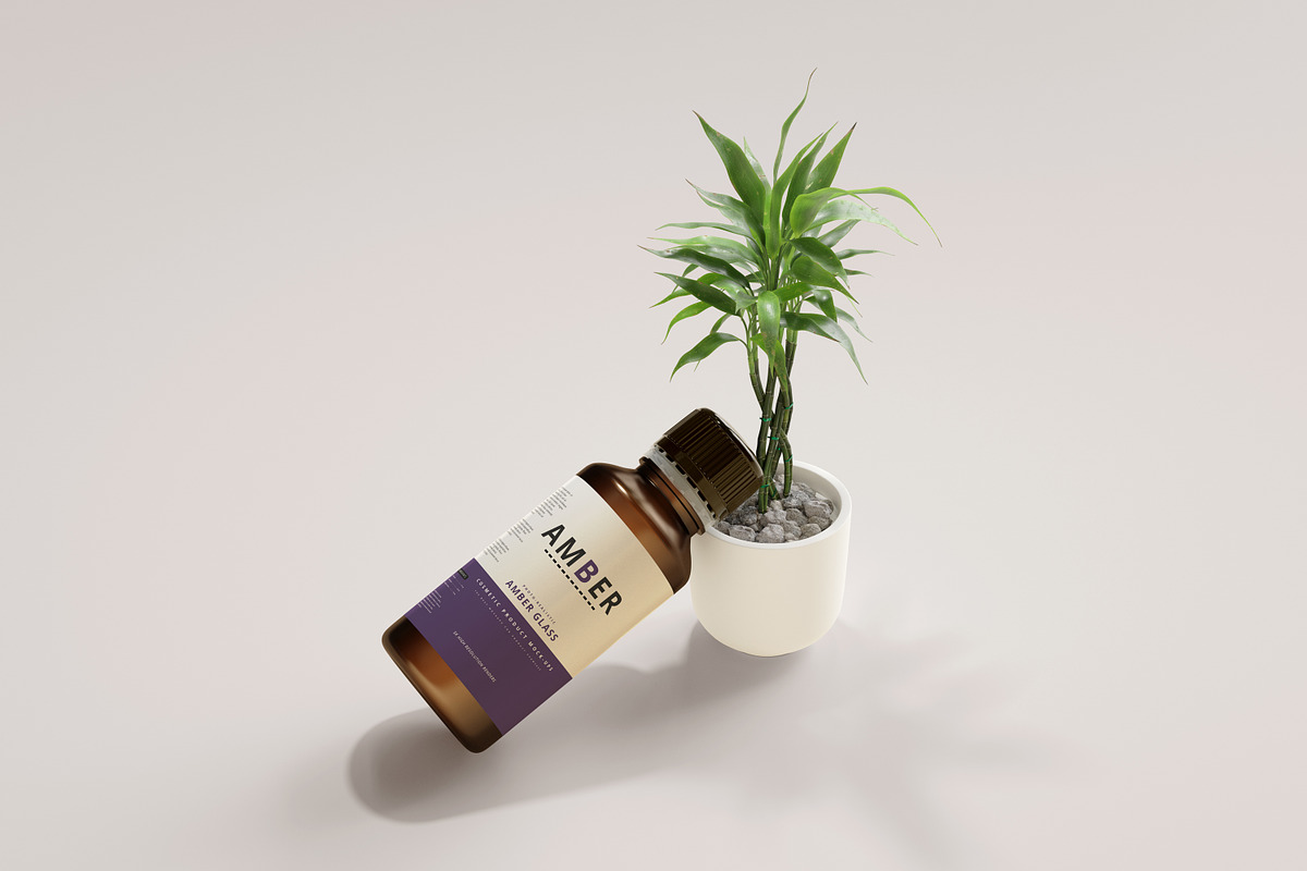 Amber Glass Bottle Mockup, a Cups & Container Mockup by pmvch (Photo 11 of 15)