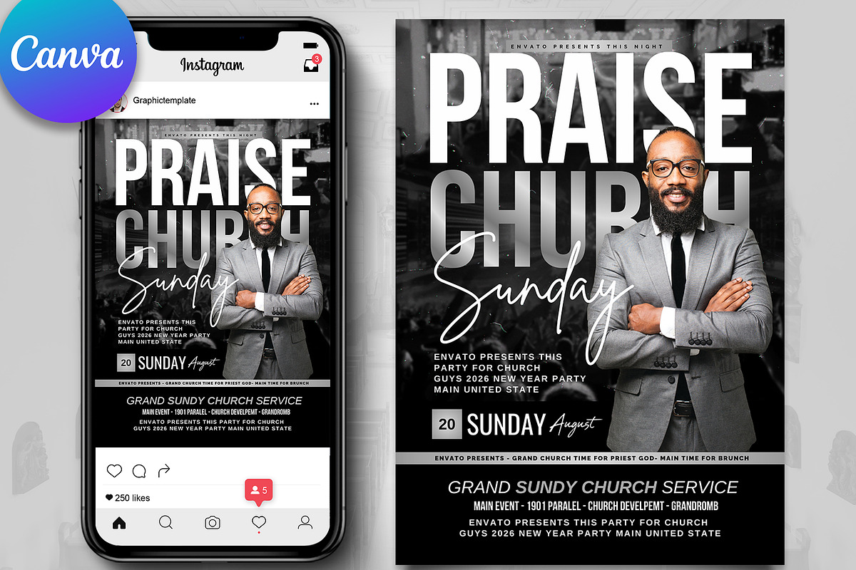 Praise Worship Church Service Flyer, a Flyer Template by Psd Templates (Photo 1 of 3)