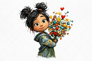 Whimsical Valentine Girl Clipart Png, an Illustration by Craft Nest (Thumbnail 11 of 11)