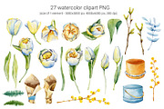 Spring tulips and mimosa, watercolor, an Illustration by Artmanata (Thumbnail 2 of 12)