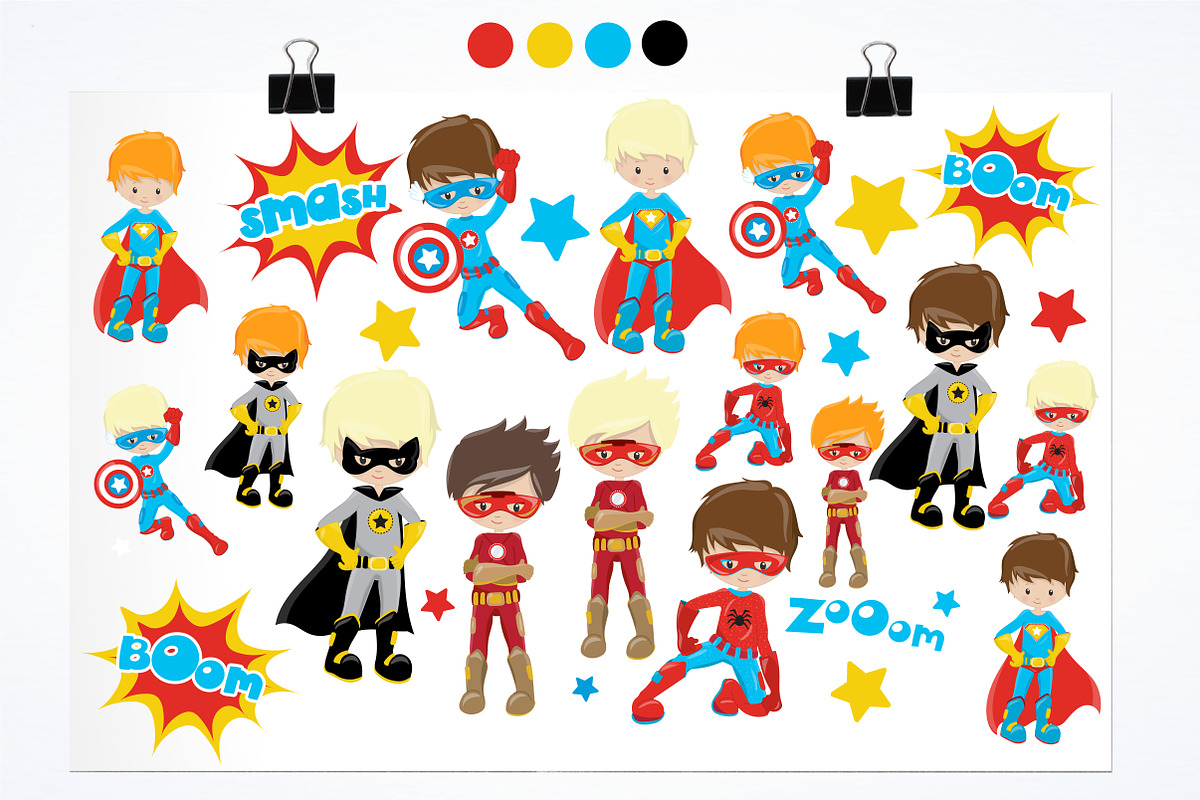 Superhero boys illustration pack, an Illustration by PrettyBundles (Photo 2 of 5)