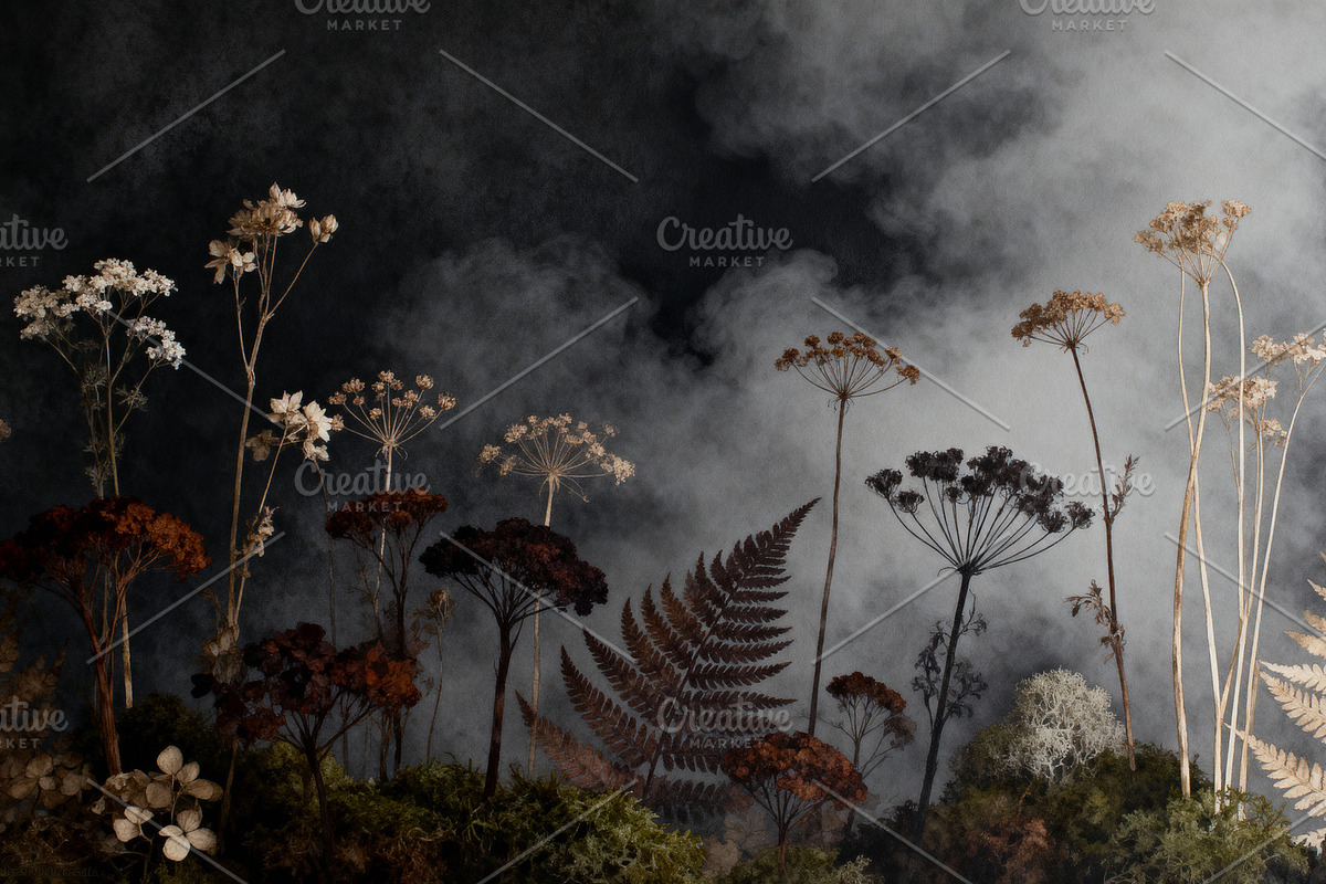 Ethereal Forest Mist, Dark Botanical, an Illustration by Virgo Studio