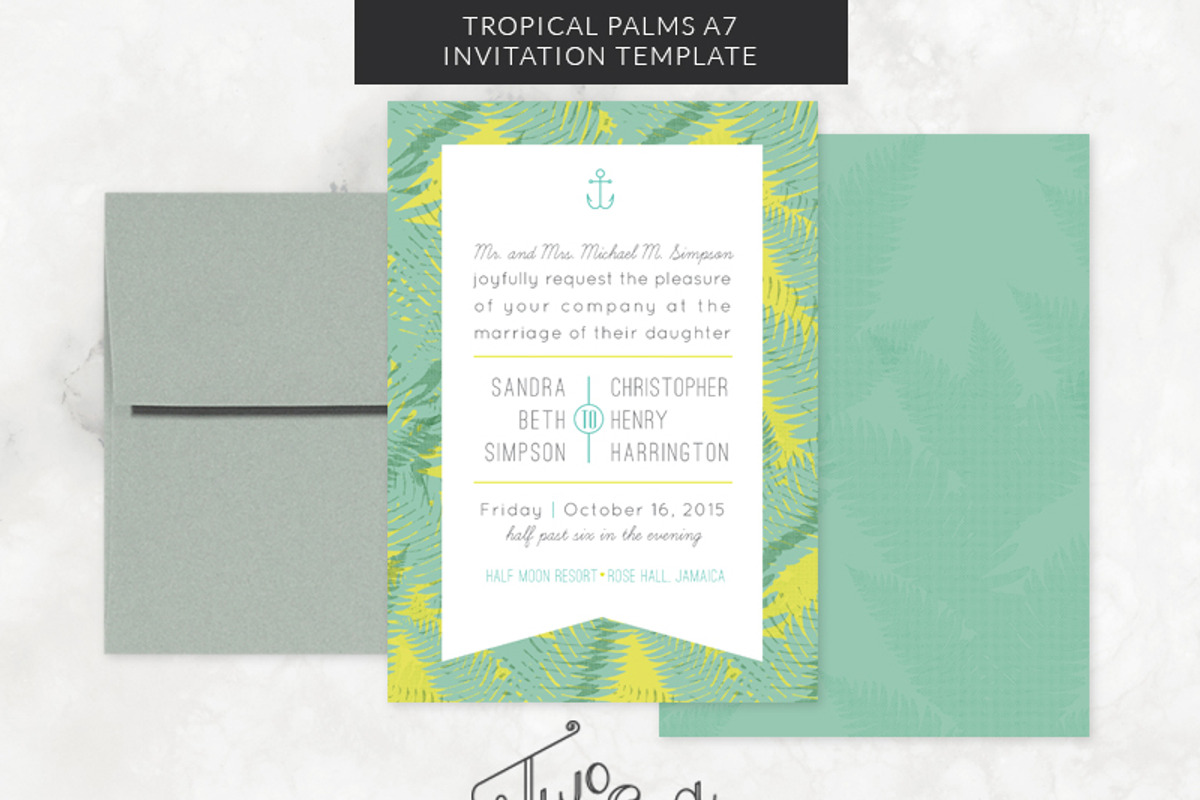 Tropical Palms Invitation Template, an Invitation Template by Two if by Sea Studios