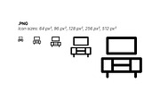 50 Home and Living Icons, an Outline Icon by Side Project (Thumbnail 4 of 7)