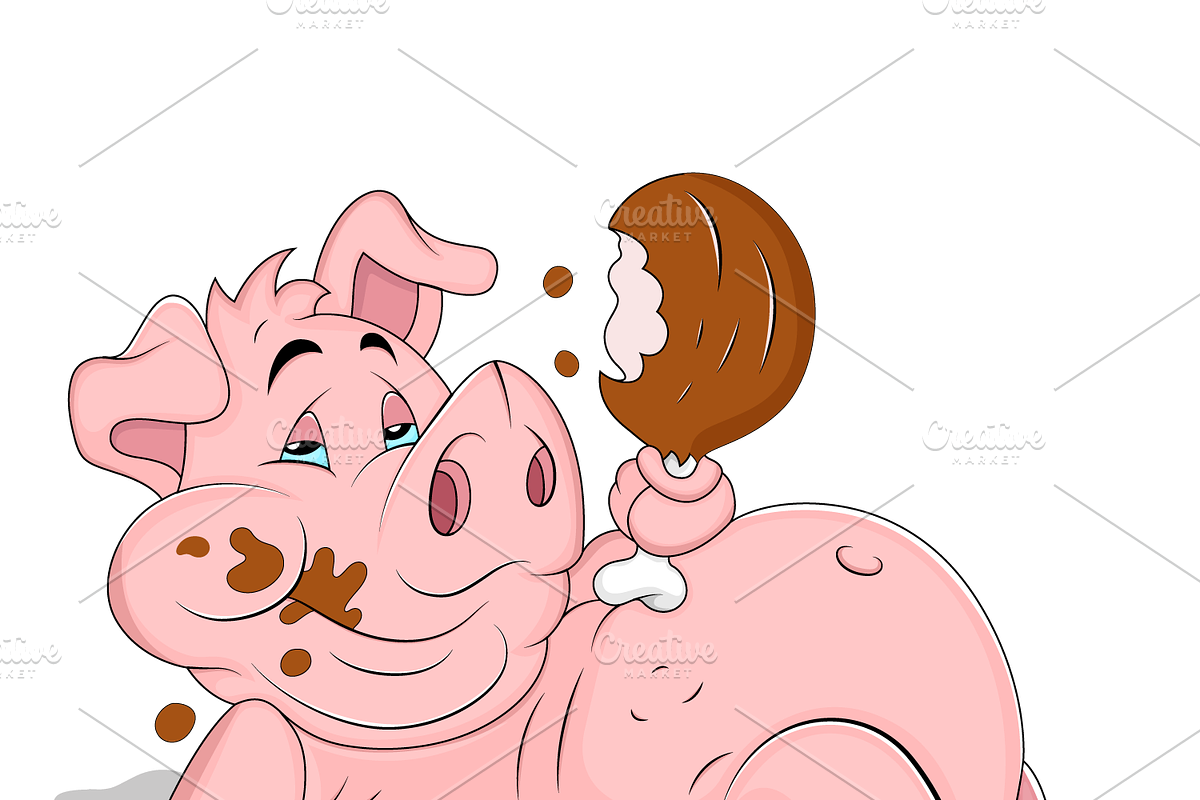 Cartoon Pig Vector 2, an Animal Illustration by TrueMitra Designs (Photo 2 of 4)