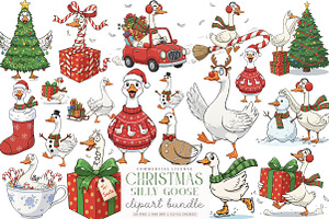 Funny Christmas Silly Goose PNG, an Illustration by SinaCreation