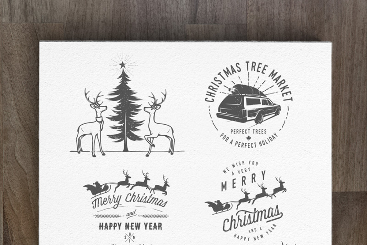 Retro Christmas design elements, an Illustration by 1baranov (Photo 1 of 4)