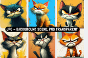 40 Caricature Cranky Cats, an Animal Illustration by PrintHaven Designs (Thumbnail 9 of 9)